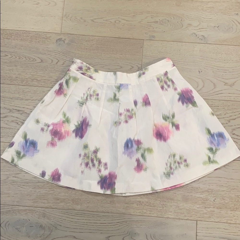 Theory floral pleated skirt